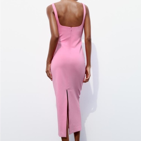 Zara viral hot pink midi dress - size Large (L) - Picture 2 of 8